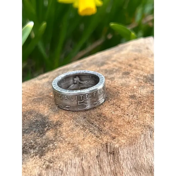 Bague pièce 5 francs argent