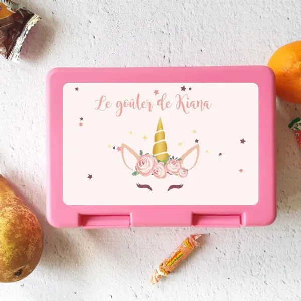 Boîte à goûter personnalisée Licorne