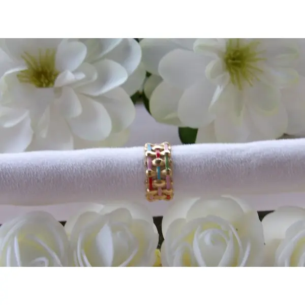Bague quadrillage multicouleur