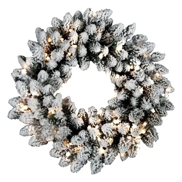 Couronne de Noël lumineuse enneigée