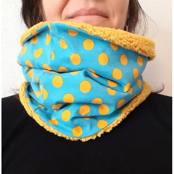 Snood tour de cou accssoire hiver pois snood jaune turquoise