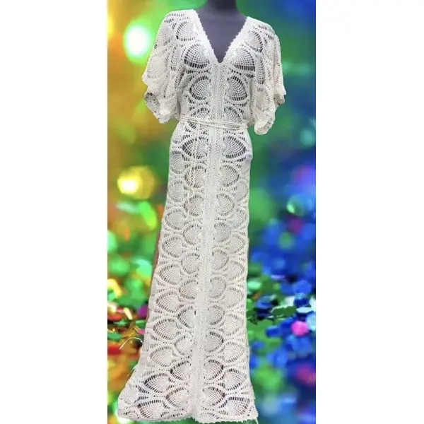 Chic robe de mariage ,dentelles,longue ,coton au crochet fait main,pour femme