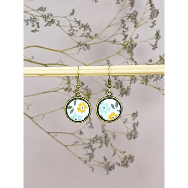 Boucles d'oreilles "bourgeon" en tissu 38mm