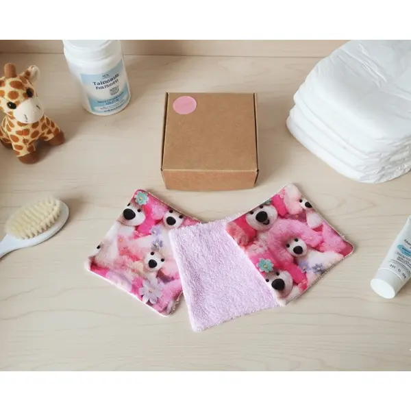 Boite de 6 lingettes bébé coton imprimé 3d motifs chiens