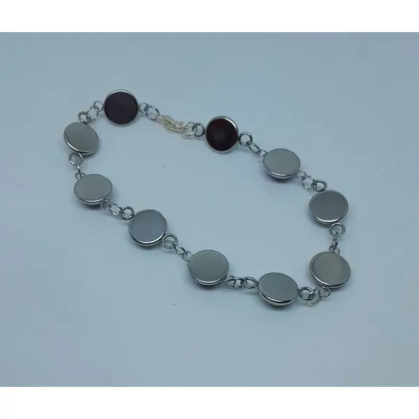 Bracelet en acier et 12 gemmes améthystes et aventurines création unique