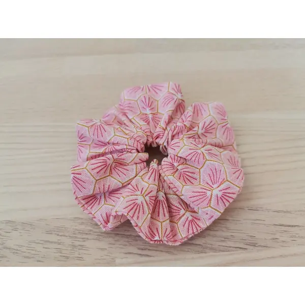 Chouchou fille coton rose motifs géométriques