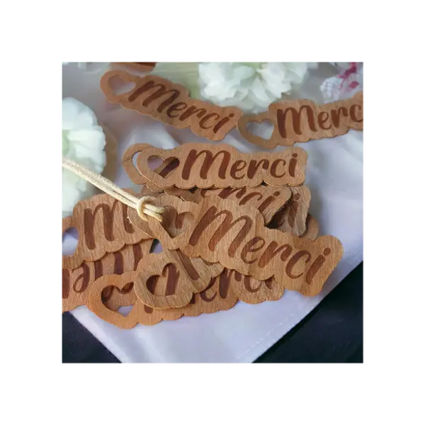 ***EDITION LIMITEE*** Etiquettes Merci papier de bois baptême / mariage