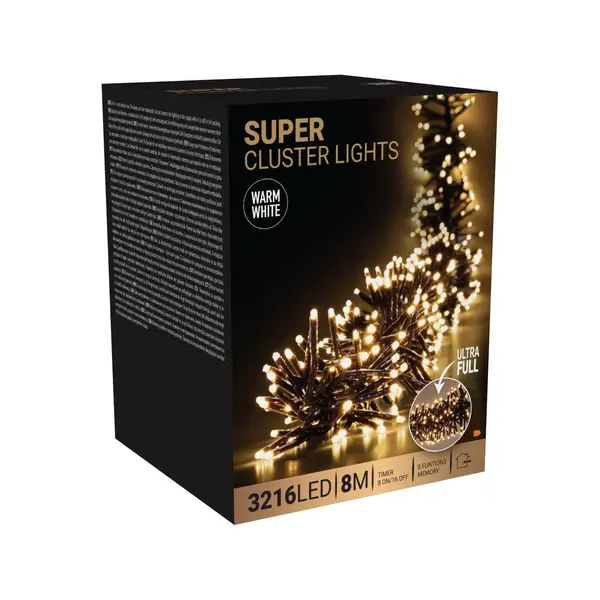 Guirlande Cluster 3216 LED blanc chaud