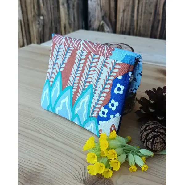 Porte monnaie motif floral bleu