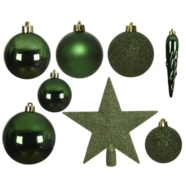 Boules plastiques vert foncé paillettes