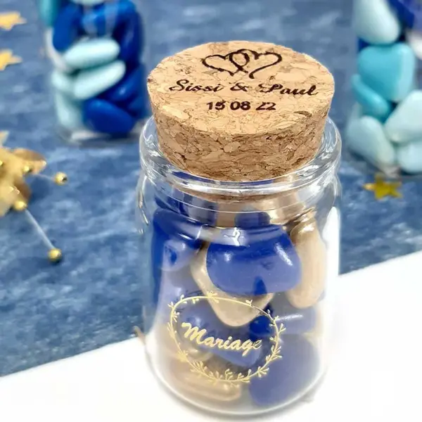 Pot à dragées Mariage avec bouchon personnalisable