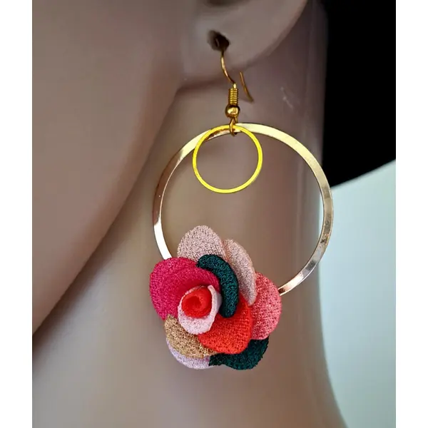 Boucle d'oreille coquillage, étoile, cercle, perles plate ronde bleu, crochet en métal acier inoxydable doré