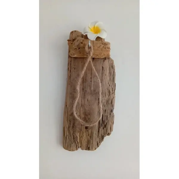 Porte papier toilette en bois flotté avec motif tropical (fleur frangipane)