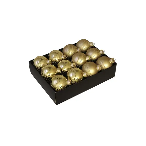 12 Boules de Noël dorées