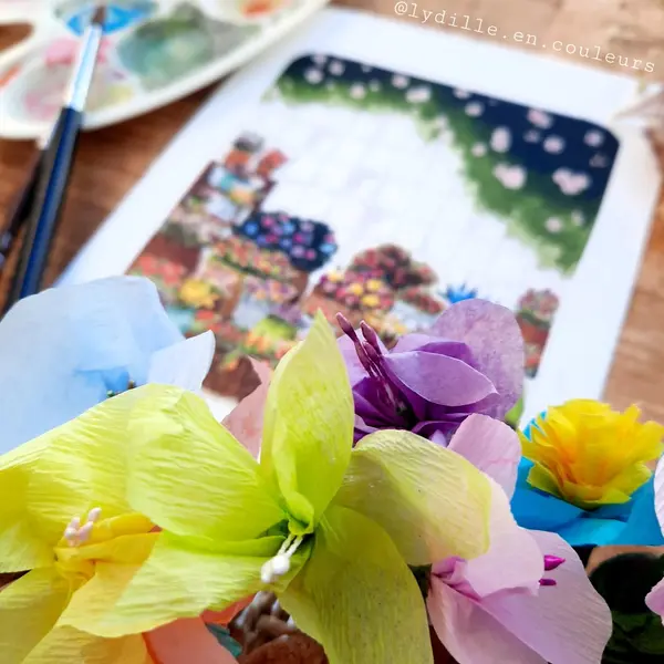 Tirage sur papier texturé 300g, 14,8*21cm (a5), fleuriste iv