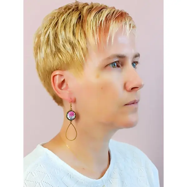 Boucles d'oreilles "goutte" en tissu 70mm