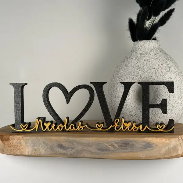 Mot à personnaliser love + prénoms - couleurs au choix - cadeau noël couple, saint-valentin, anniversaire