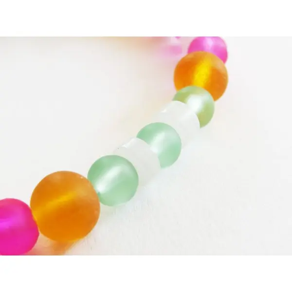 Bracelet boho chic perles verre givré dépoli couleurs pastel