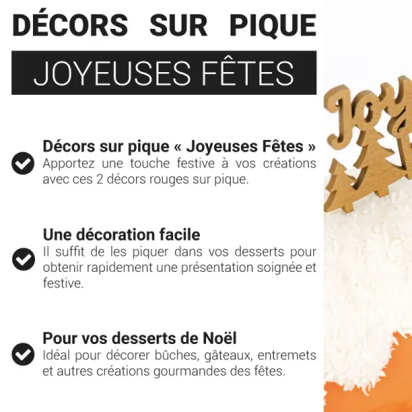 Décors sur pique "Joyeuses Fêtes" dorés (x2)