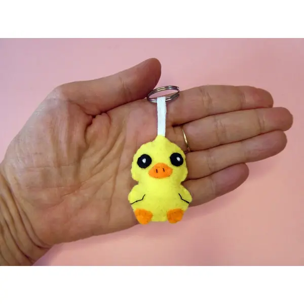 Porte clé canard jaune, breloque de sac kawaii en feutrine