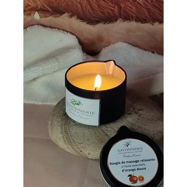 Bougie de massage artisanale à l'orange douce