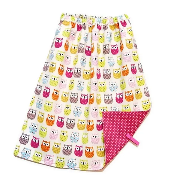Serviette de table enfant, avec élastique, cantine maternelle, motifs petites chouettes