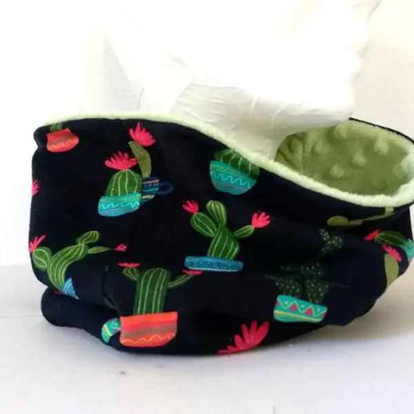 Snood tour de cou jersey plantes cactus noir coloré enfants unisexe