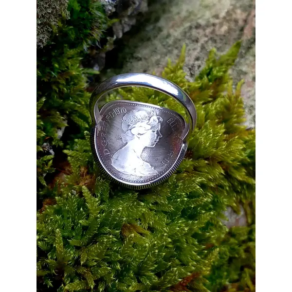 Bague pièce de monnaie 5 pence angleterre