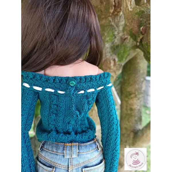 Pull tricoté main pour smart doll classique – vêtement artisanal en point fantaisie – modèle automne écossais
