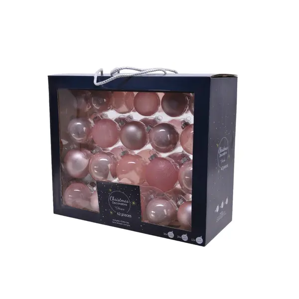 42 Boules de Noël classiques roses