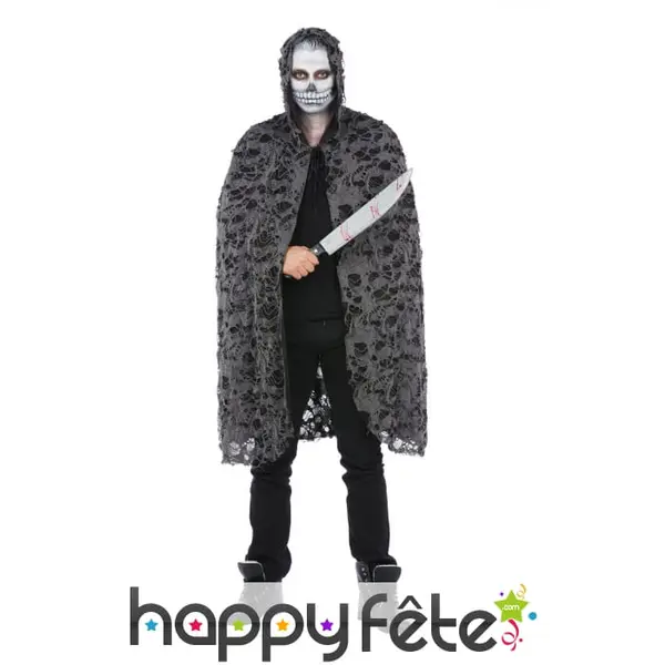 Cape grise déchiquetée de spectre pour adulte