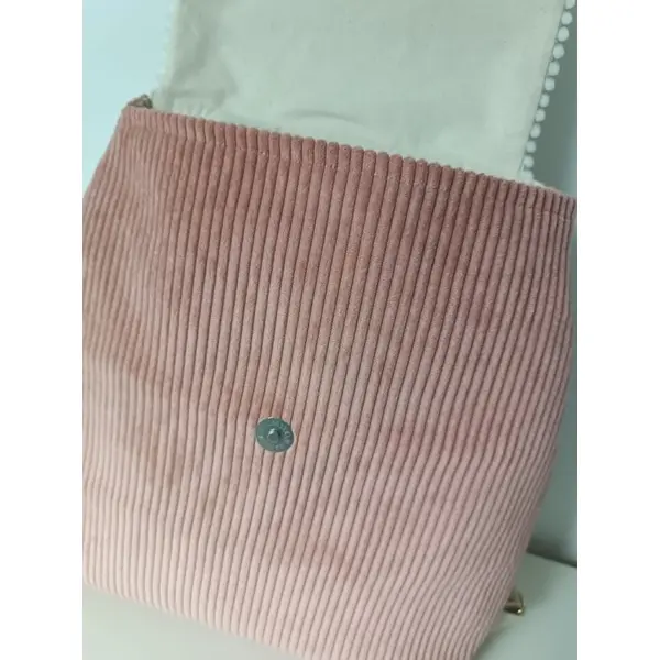 Sac à dos enfant maternelle personnalisé – velours rose poudre & motif floral