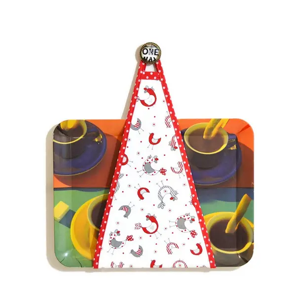 Range plateau ou porte plateau mural cuisine pour plateau rectangulaire, motifs jolies poules