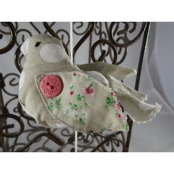 Suspension oiseau rose, beige et liberty