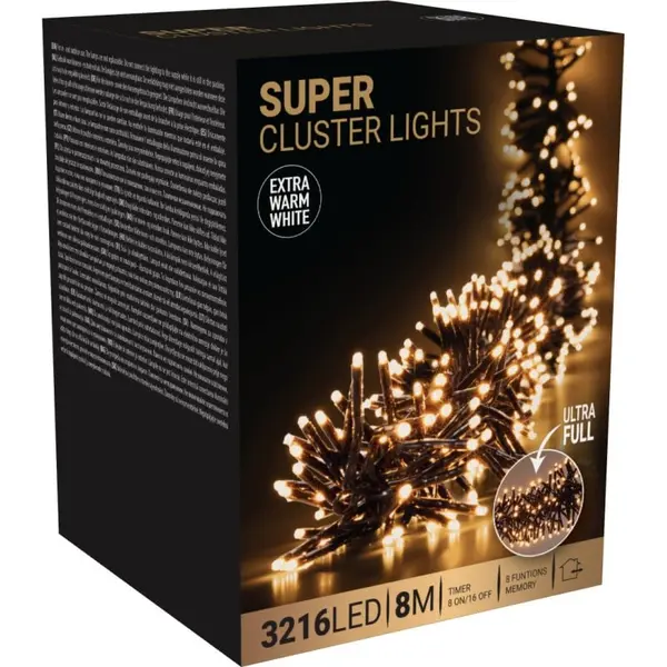 Guirlande Cluster 3216 LED blanc extra chaud