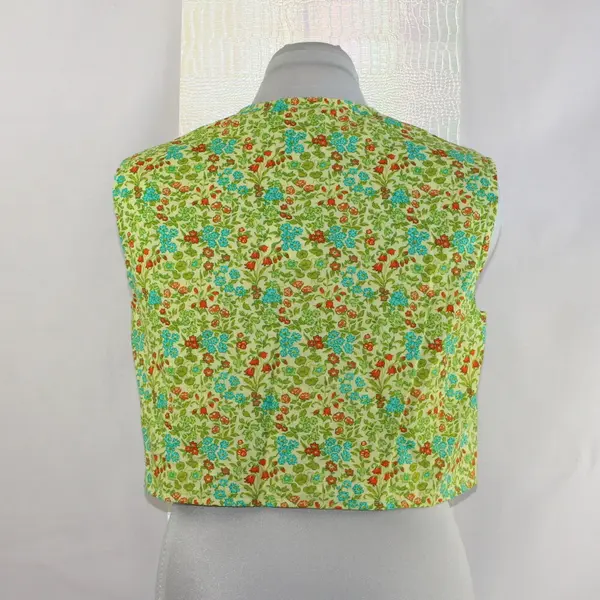 Gilet court sans manches noué millefleurs champêtre