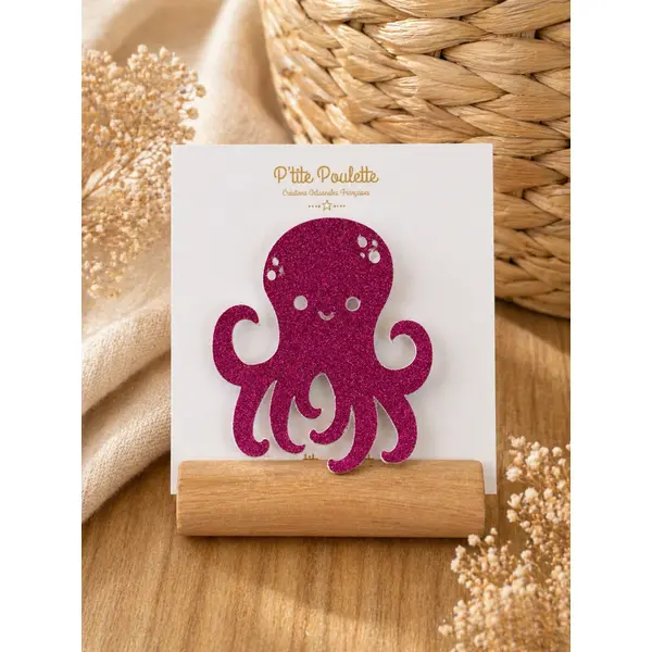 Broche pailletée pieuvre – bijou fantaisie – accessoire veste pull – création artisanale française
