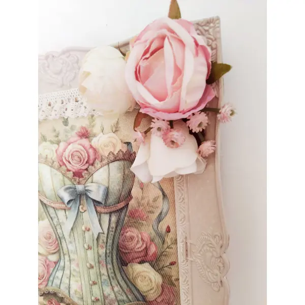 Tableau shabby " corset raffiné " création - au grenier cosy -