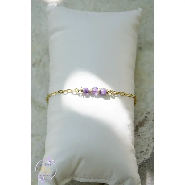 Bracelet "adelisa" code : destock50 acier 316l et améthyste 14.6 cm bijoux femme assembler mains (a681)