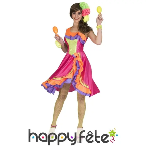 Robe de rumba rose pour femme