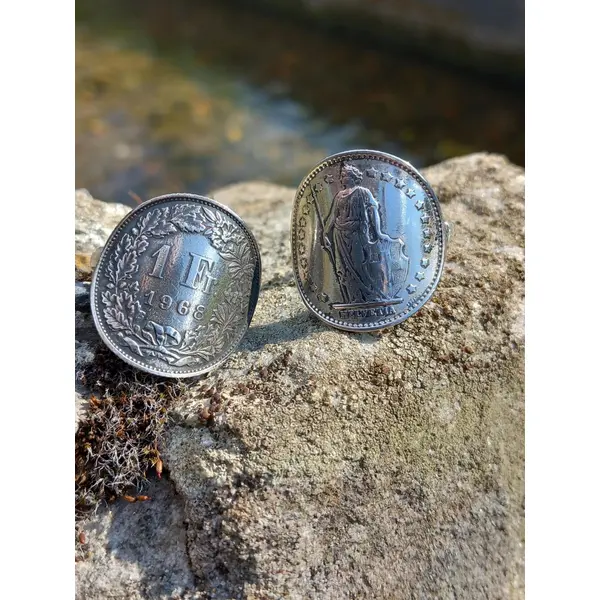 Bague pièce de monnaie 1 franc helvetia suisse