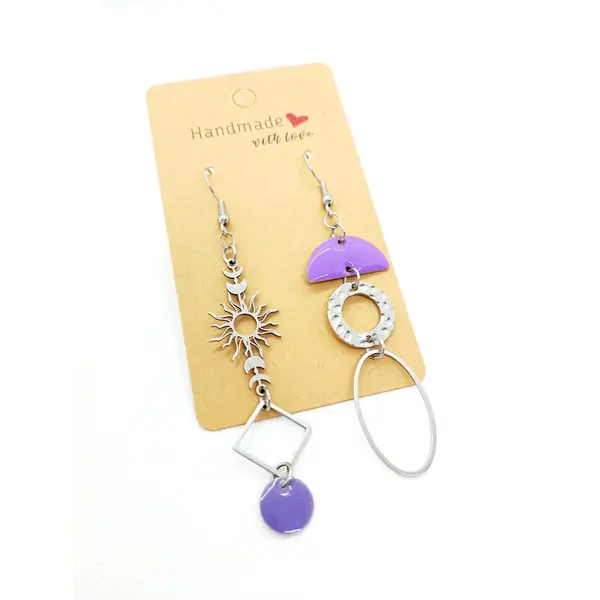 Boucles d'oreilles asymétriques en acier inoxydable