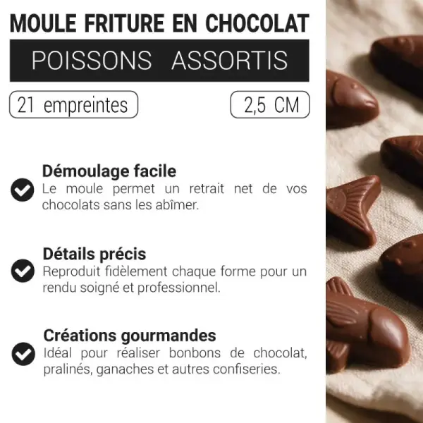 Moule fritures en chocolat poissons assortis