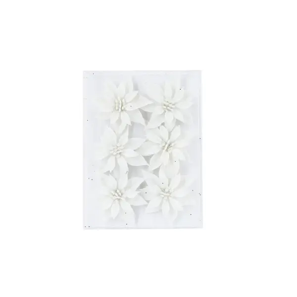 Lot de 6 roses de Noël blanches
