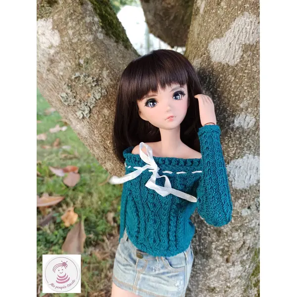 Pull tricoté main pour smart doll classique – vêtement artisanal en point fantaisie – modèle automne écossais