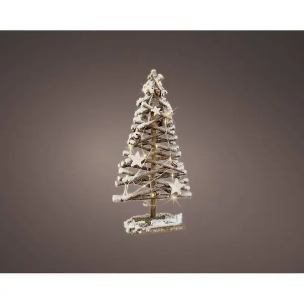 Arbre de Noël enneigé lumineux en rotin 50cm