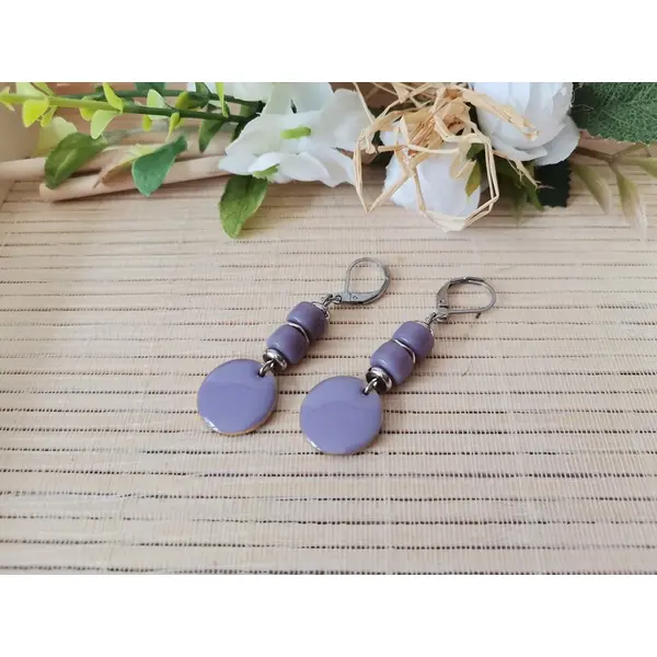 Boucles d'oreilles acier inoxydable et sequin émail