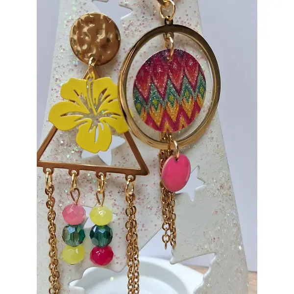 Boucles acier inoxydable dépareillées "tropicana "