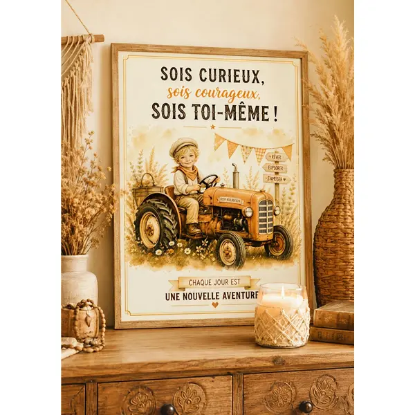 Affiche enfant « petits rêveurs » – sois curieux, courageux, sois toi-même – français & anglais