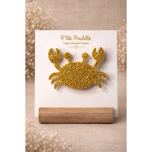 Broche crabe pailletée – bijou fantaisie – accessoire veste pull – création artisanale française